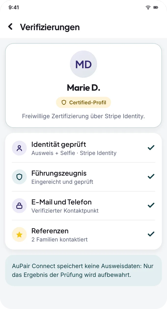 App screen: identity verification details on a profile.