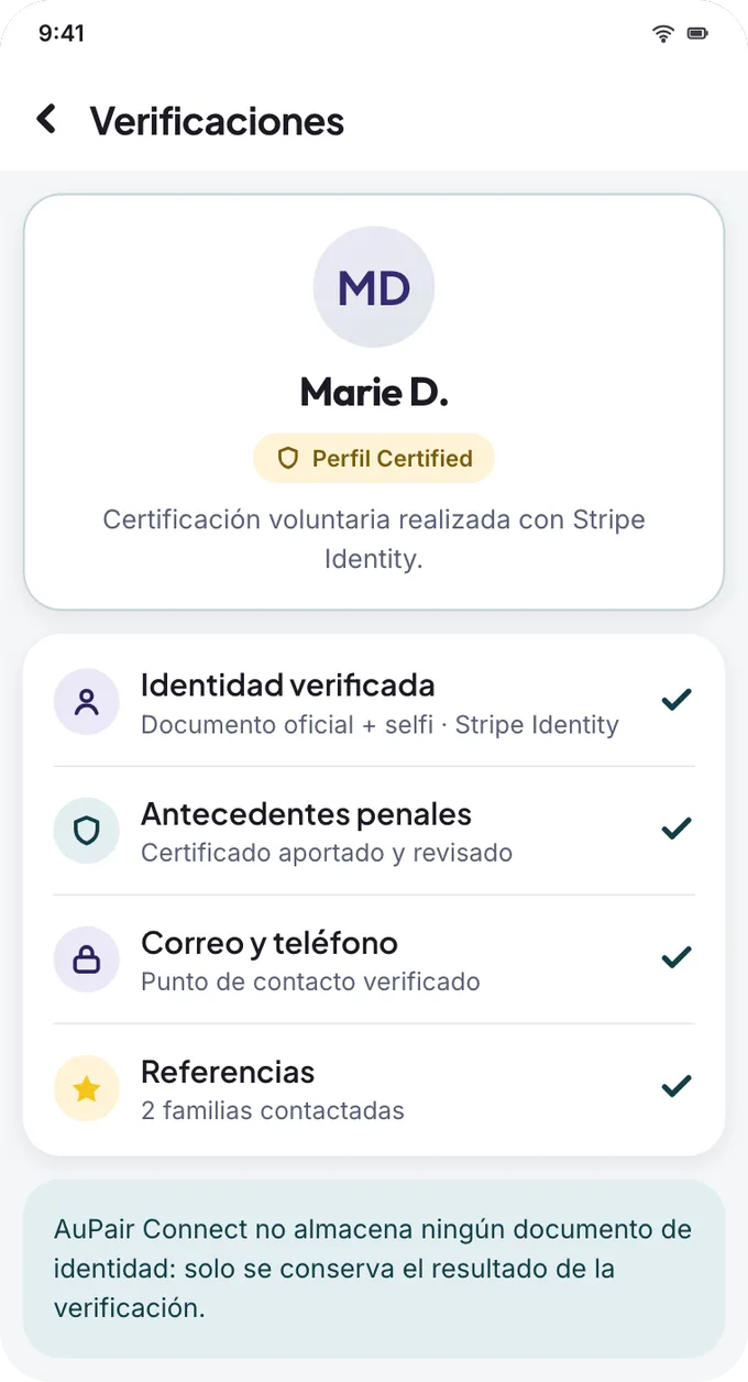 App screen: identity verification details on a profile.
